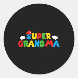 Pegatina Redonda Super Gamer Abuela Divertido Día de la Mujer Para 