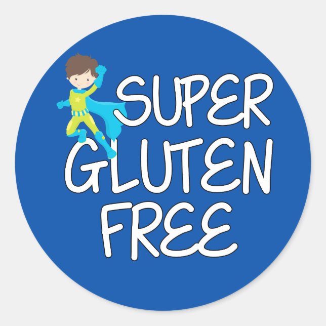 Pegatina Redonda Super Gluten Free Boy (Anverso)