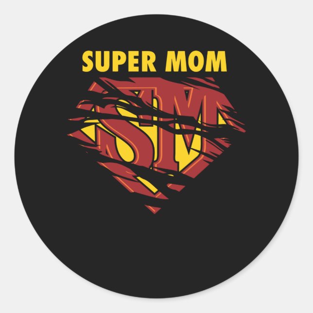 Pegatina Redonda Super Mamá (Anverso)