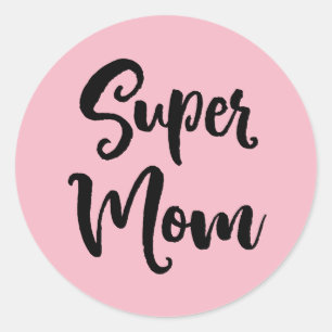 Pegatina Redonda Super Mom Serif