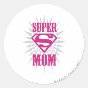 Pegatina Redonda Super Mom Starburst