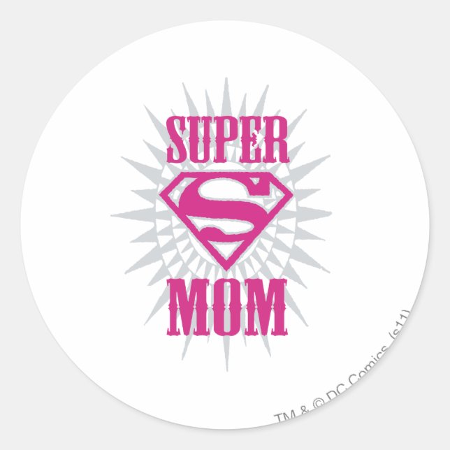 Pegatina Redonda Super Mom Starburst (Anverso)