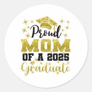 Pegatina Redonda Super Orgullosa Madre De 2025 Graduada Superior