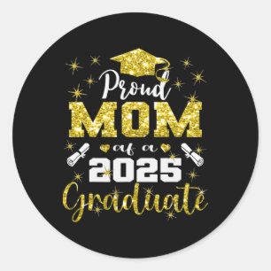 Pegatina Redonda Super Orgullosa Madre De 2025 Graduada Superior