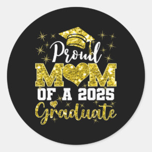 Pegatina Redonda Super Orgullosa Mamá Del Colegio Universitario Mo 