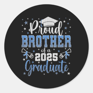 Pegatina Redonda Super Orgulloso Hermano De Graduación Fa 2025
