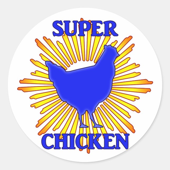 Pegatina Redonda Super pollo (Anverso)