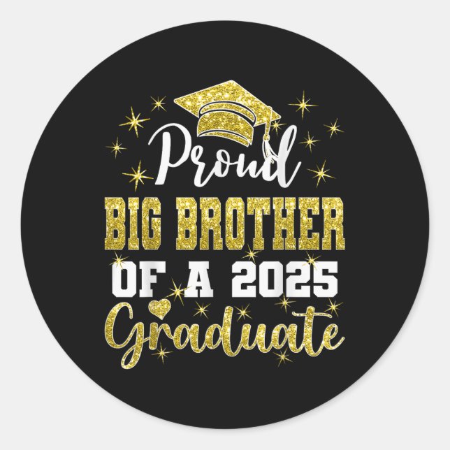 Pegatina Redonda Super Proud Big Brother Of 2025 Graduate Graduatio (Anverso)