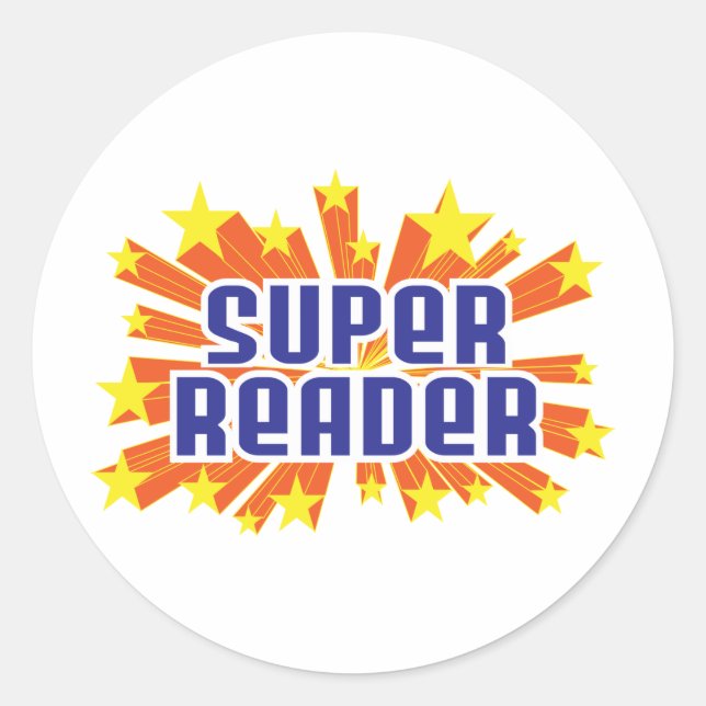 Pegatina Redonda Super Reader (Anverso)