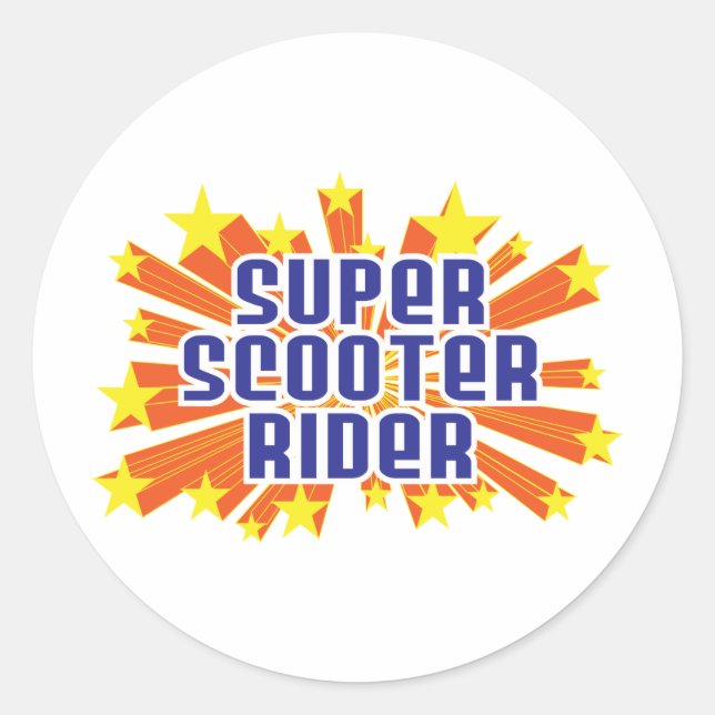 Pegatina Redonda Super Scooter Rider (Anverso)