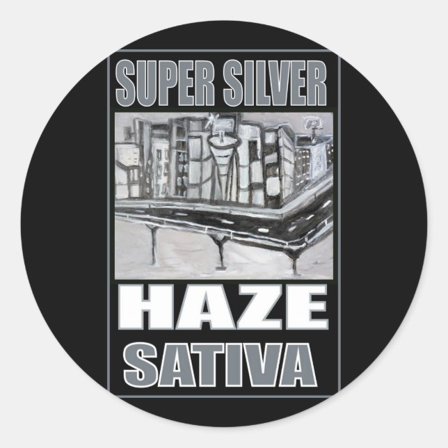 PEGATINA REDONDA SUPER SILVER HAZE SATIVA (Anverso)
