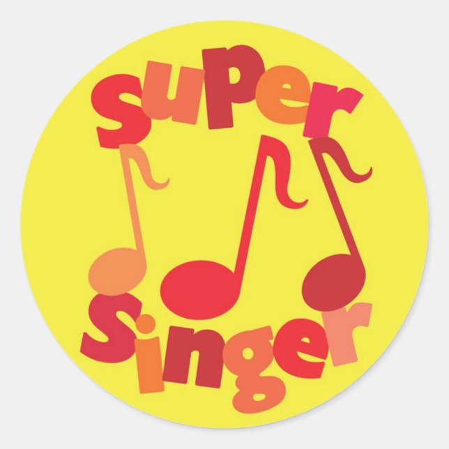 Pegatina Redonda Super Singer (Anverso)