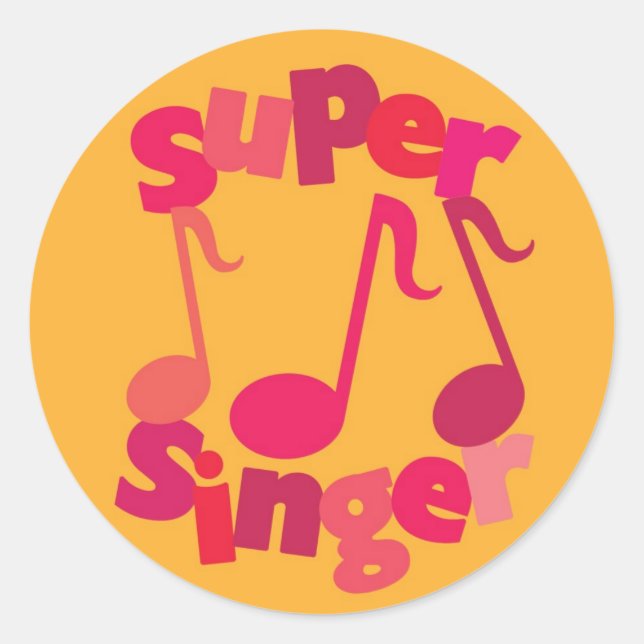 Pegatina Redonda Super Singer (Anverso)