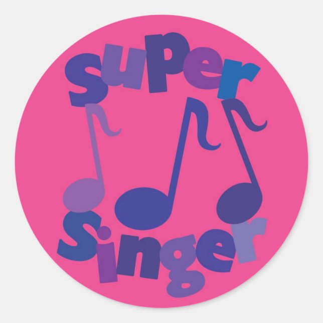 Pegatina Redonda Super Singer (Anverso)