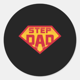 Pegatina Redonda Super Stepdad Famoso Hero Step Dad Padres Cumpleañ