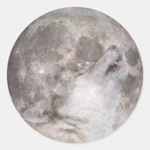 Pegatina Redonda Super Wolf Moon