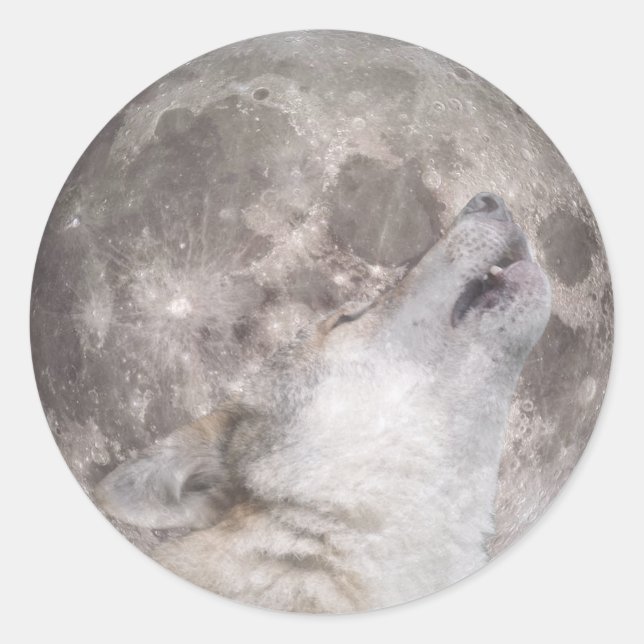 Pegatina Redonda Super Wolf Moon (Anverso)