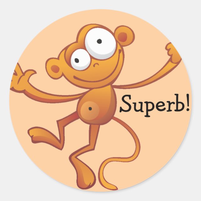 Pegatina Redonda Superb Reward Pegatinas - Monkey (Anverso)