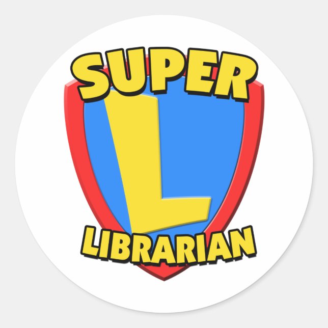 Pegatina Redonda Superbibliotecario (Anverso)