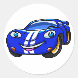Pegatina Redonda Supercar personalizado de carreras azul Elegir col