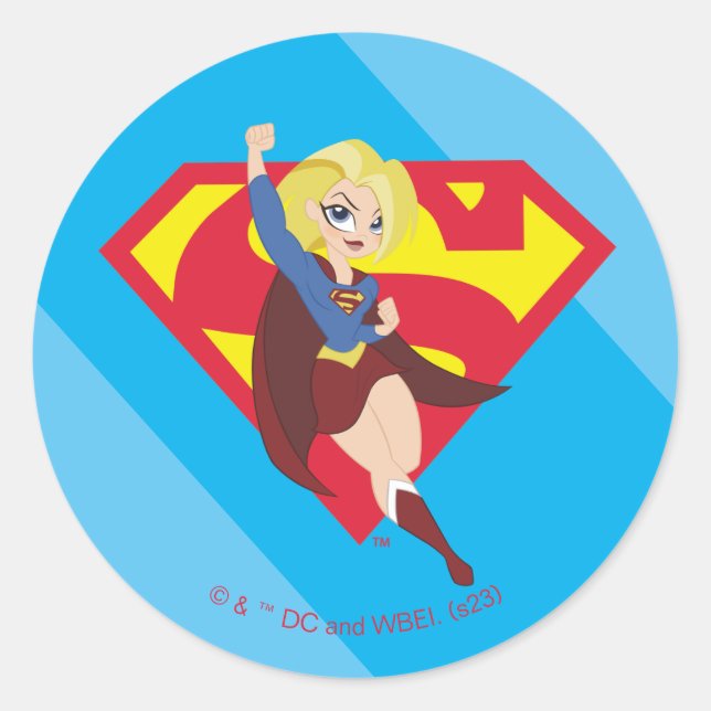 Pegatina Redonda Superchica del DC Super Hero Chicas (Anverso)