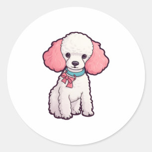 Pegatina Redonda Supercúpula de perro caniche