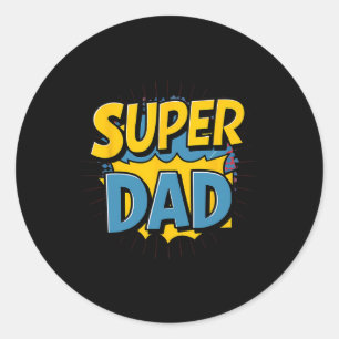 Pegatina Redonda Superdad divertido diseño de superhéroe papá disfr