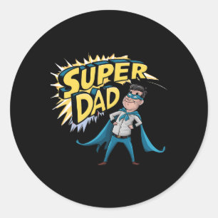 Pegatina Redonda Superdad Graciosa Superhéroe papá Presente Vestuar