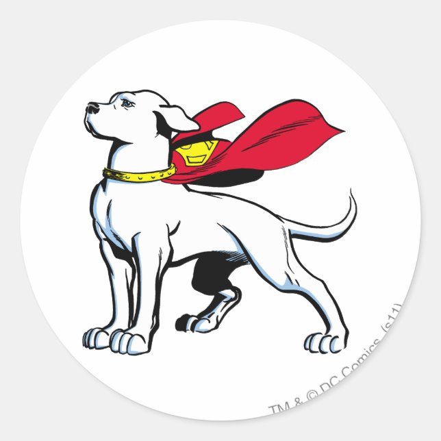 Pegatina Redonda Superdog Krypto (Anverso)