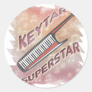 Pegatina Redonda Superestrella de Keytar