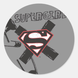 Pegatina Redonda Supergirl Black Safety Pins