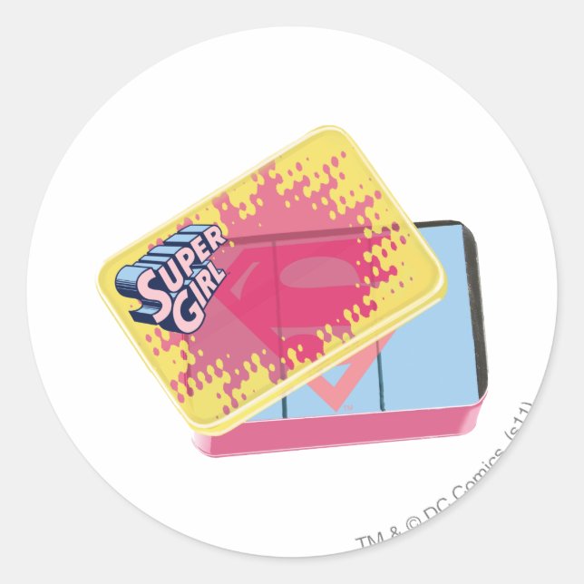 Pegatina Redonda Supergirl Box (Anverso)