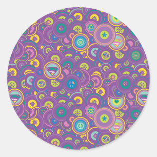 Pegatina Redonda Supergirl Circle Purple Pattern