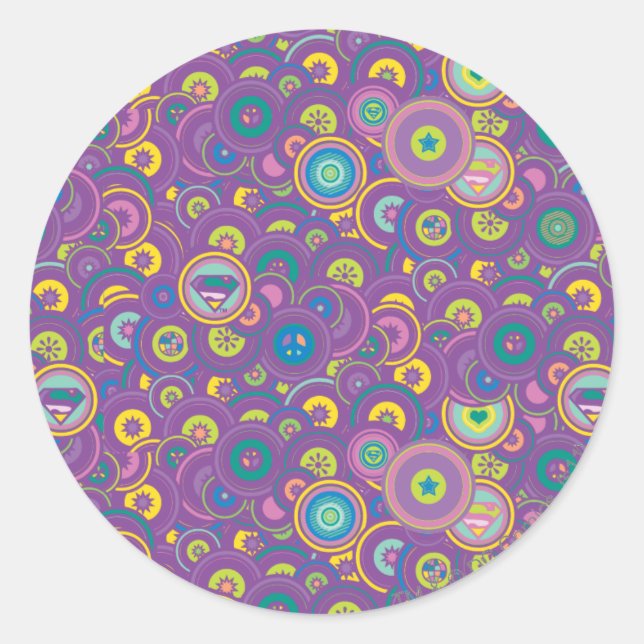 Pegatina Redonda Supergirl Circle Purple Pattern (Anverso)