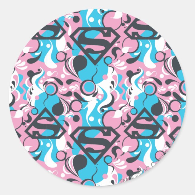 Pegatina Redonda Supergirl Color Splash Swirls Pattern 7 (Anverso)