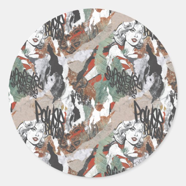 Pegatina Redonda Supergirl Comic Capers Pattern 6 (Anverso)