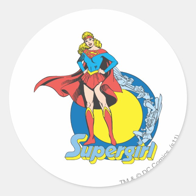 Pegatina Redonda Supergirl con logotipo (Anverso)