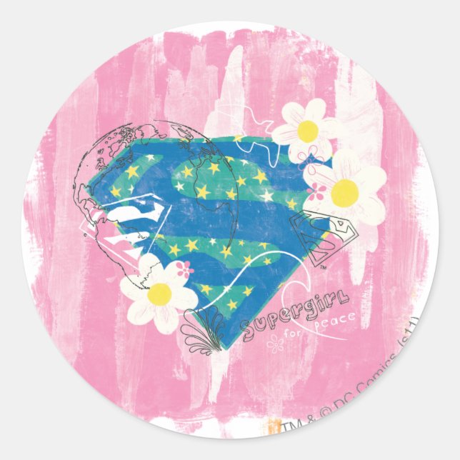 Pegatina Redonda Supergirl for Peace Pink (Anverso)