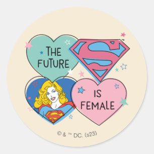 Pegatina Redonda Supergirl fuera de este mundo retro gráfico