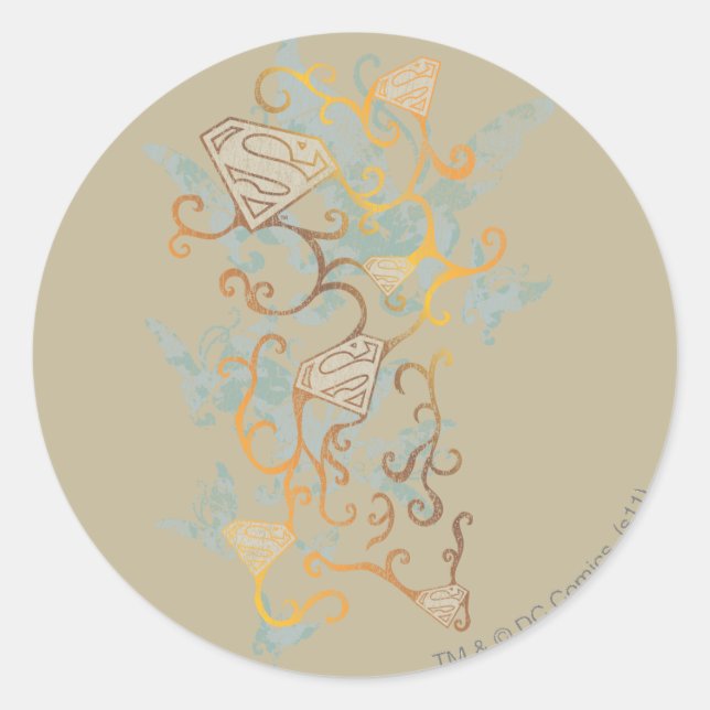 Pegatina Redonda Supergirl Gold y Brown (Anverso)