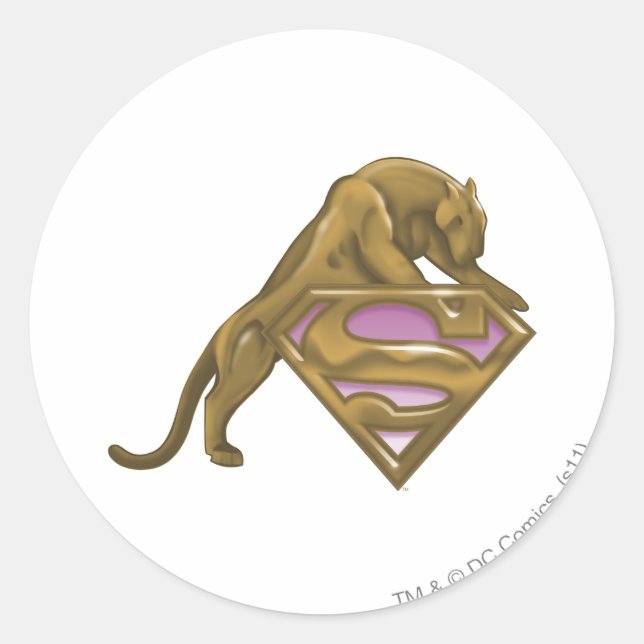 Pegatina Redonda Supergirl Golden Cat (Anverso)