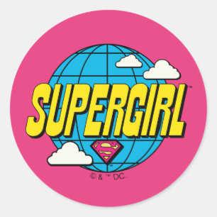 Pegatina Redonda Supergirl Gráfico Global Pop