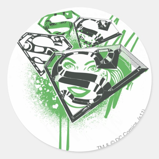 Pegatina Redonda Supergirl Green Spills (Anverso)