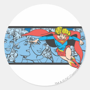 Pegatina Redonda Supergirl Head Shots