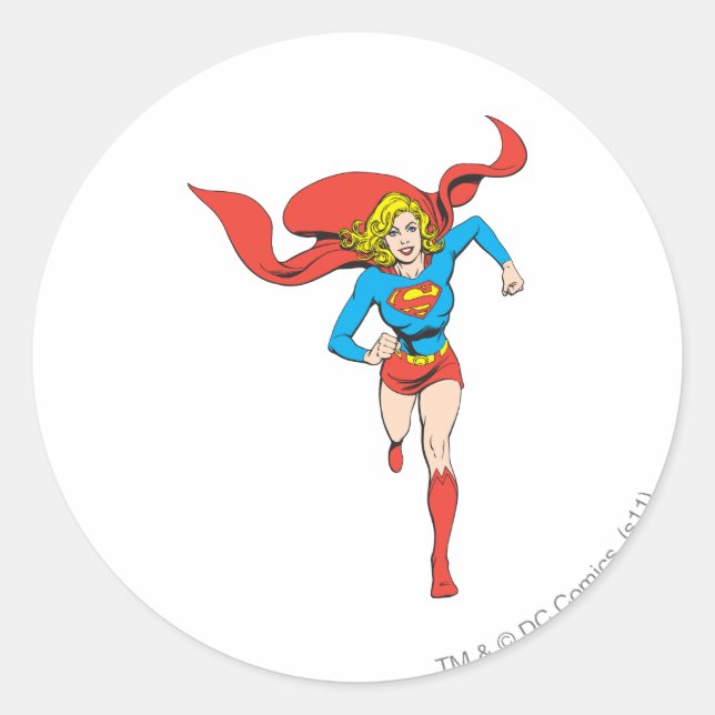 Pegatina Redonda Supergirl listo para irse (Anverso)
