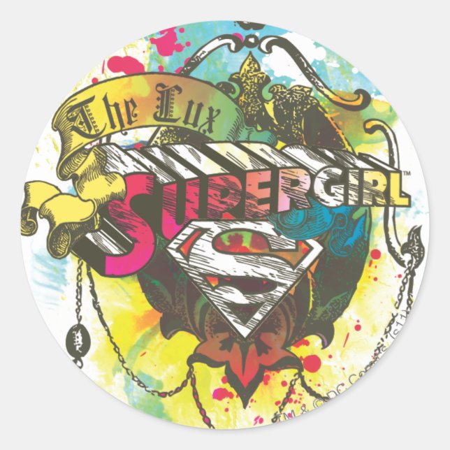 Pegatina Redonda Supergirl Logo The Lux (Anverso)