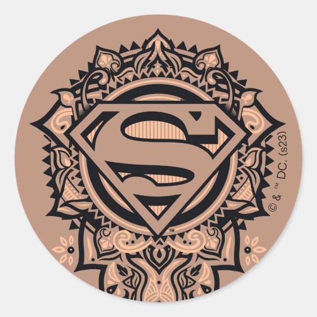 Pegatina Redonda Supergirl Mandala Graphic (Anverso)