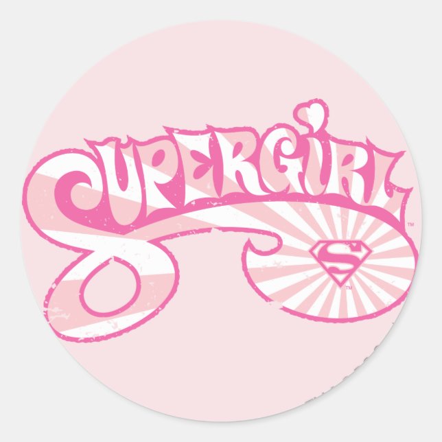 Pegatina Redonda Supergirl Pink Logo Star Burst (Anverso)
