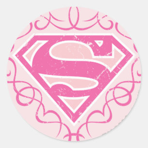 Pegatina Redonda Supergirl Pink Strips