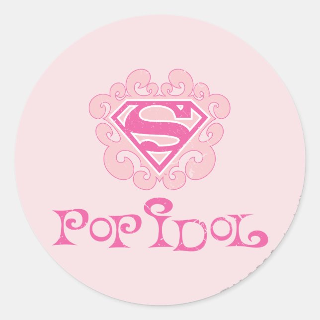 Pegatina Redonda Supergirl Pop Idol (Anverso)